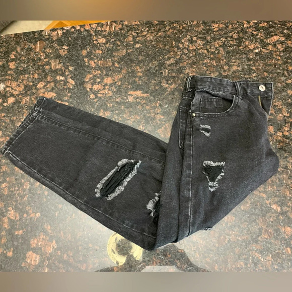 Shein Black Distressed Jeans - Picture 1 of 4